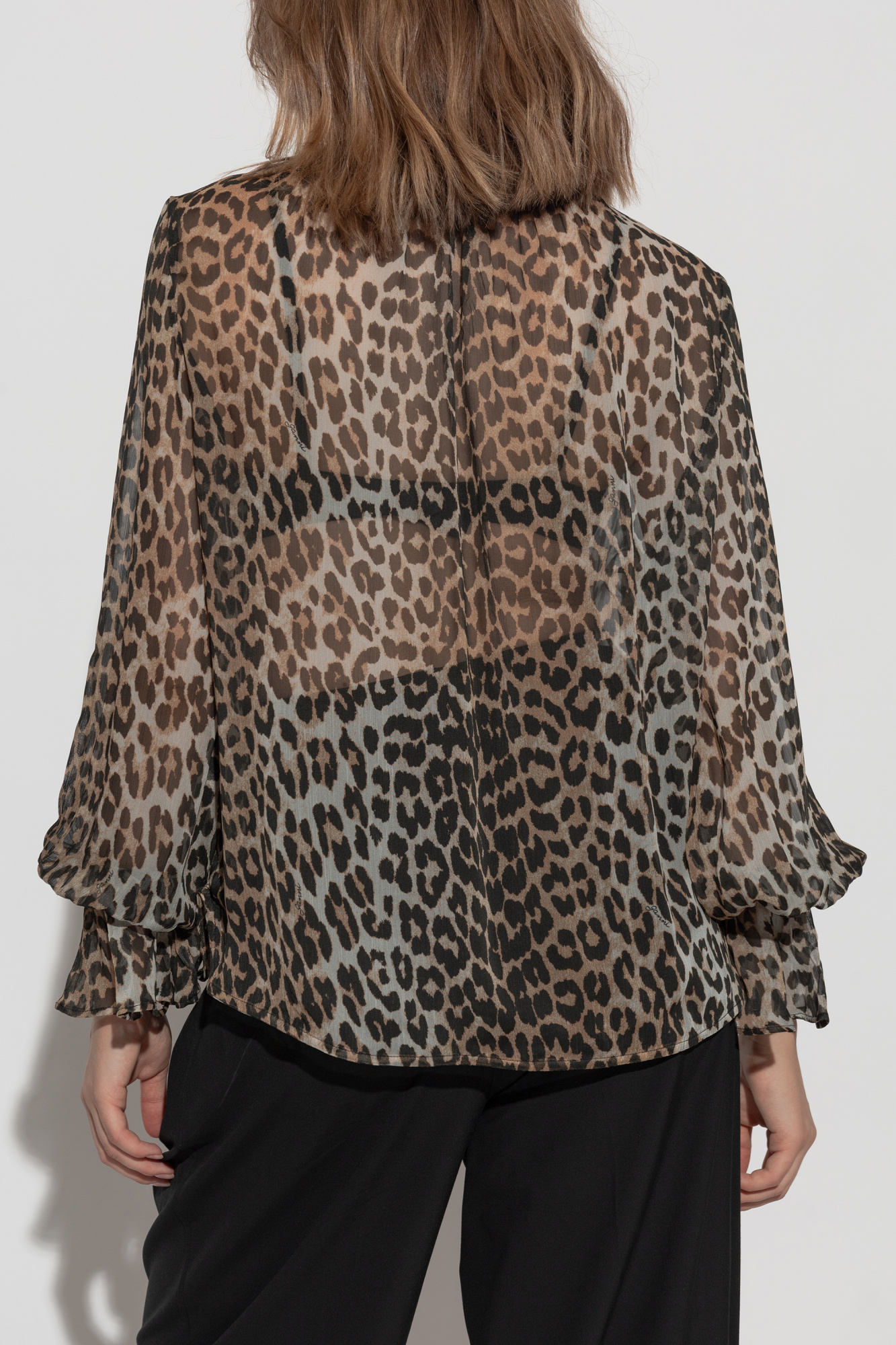 Ganni Transparent leopard print shirt | Women's Clothing